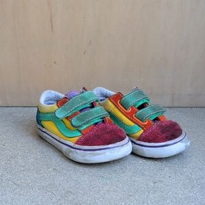 ❤️ Toddlers Vans Size 6 Velcro Sneakers Primary Colors